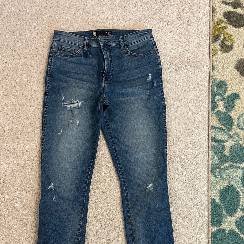 Kut from the Kloth Women's Dark Blue Distressed Skinny Jeans